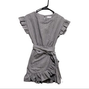 Vestique Wrap Cotton pin strip ruffle Mini Dress. Size small